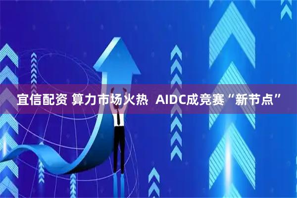 宜信配资 算力市场火热  AIDC成竞赛“新节点”